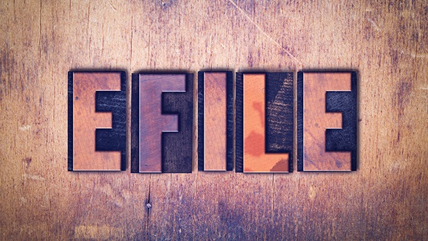 EFILE in block letters on wooden background