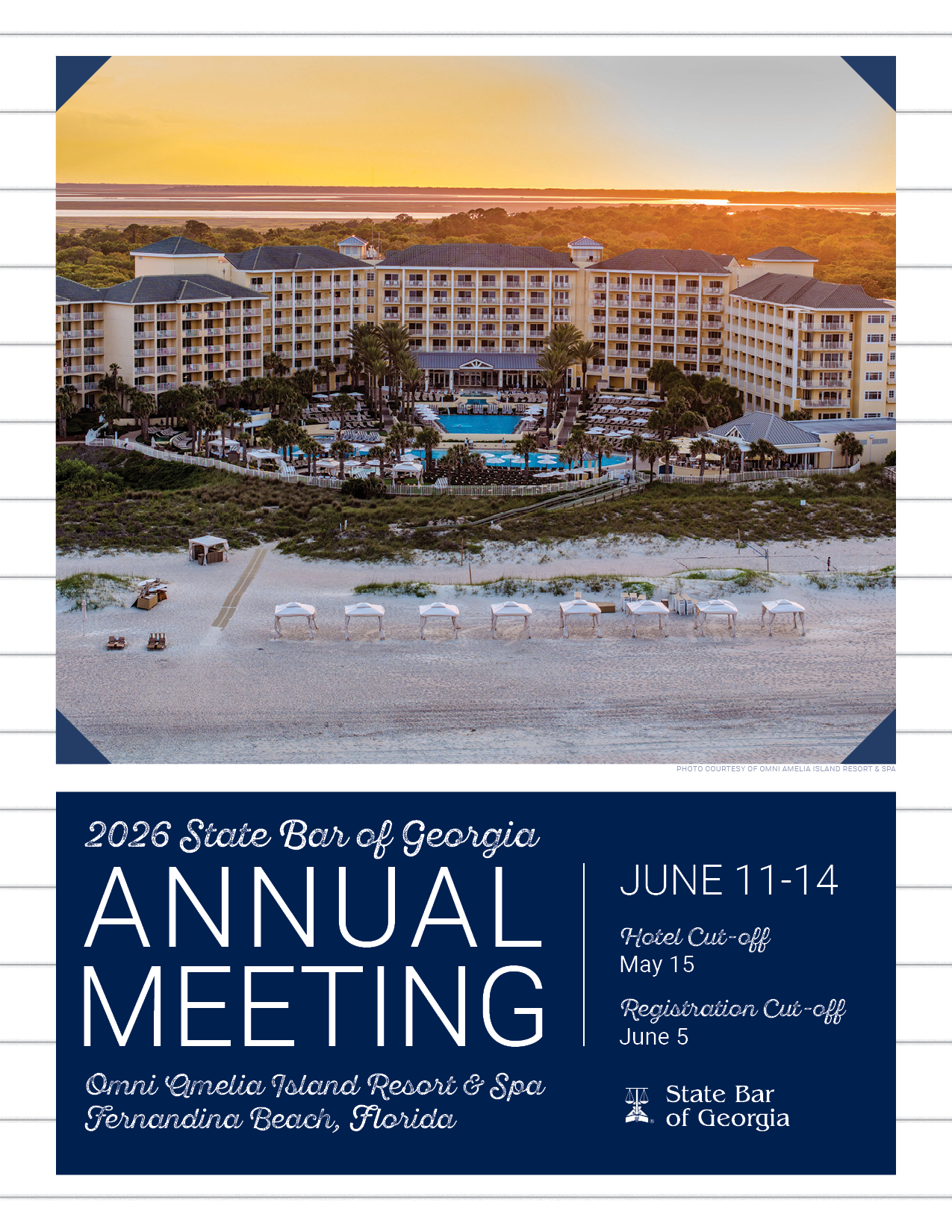 A photo of a beach resort on a shiplap background.