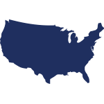 Silhoutte of map of United States of America.